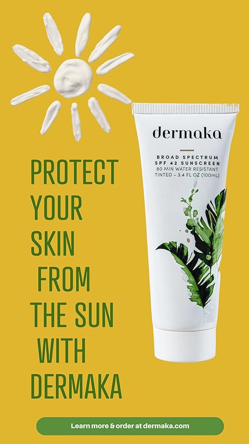 Dermaka Sunscreen SPF 42 for Face &amp Body ? 2-in-1 Lightly Tinted Mineral Sunscreen with Zinc Oxide &amp Titanium Dioxide ? Skin Soothing Water-Resistant 80 Min 3.4 oz