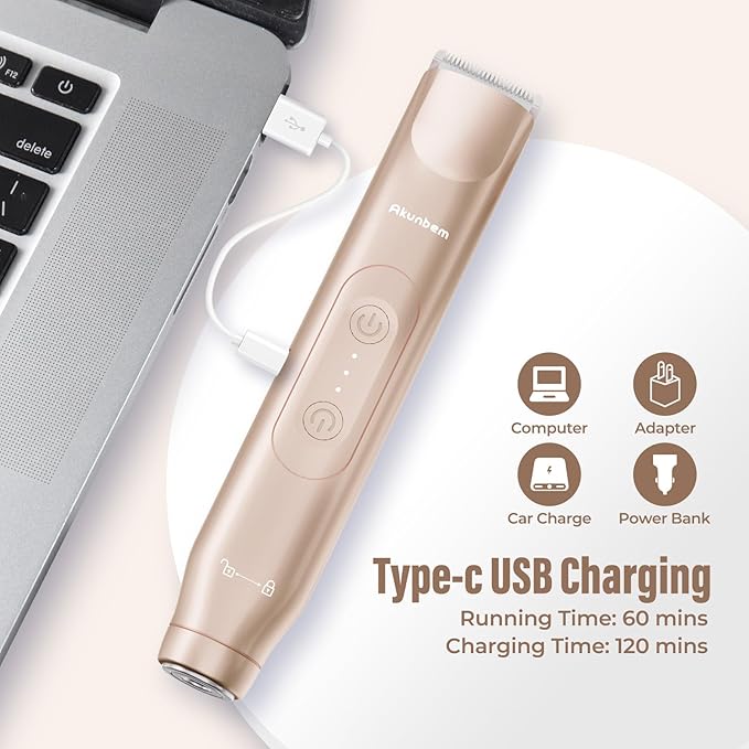 Bikini Trimmer for Women - 2 in 1 Electric Razors for Women - Dual Head Electric Shaver - IPX7 Waterproof Wet &amp Dry Use Body Hair Trimmer and Facial Hair Remover for Bikini Underarm Leg Arm