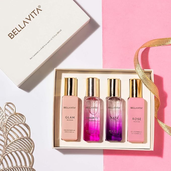 Bel a Vita Luxury Long Lasting Perfume Gift Set for Woman | 4x20ml | Gifts for Women | Floral Fruity Premium Fragrance Scent