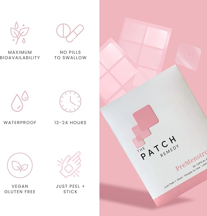 The Patch Remedy Pre Menstrual Patch | Chasteberry Magnesium Evening Primrose Dong Quai B6 &amp Vitamin E | 30 Patches