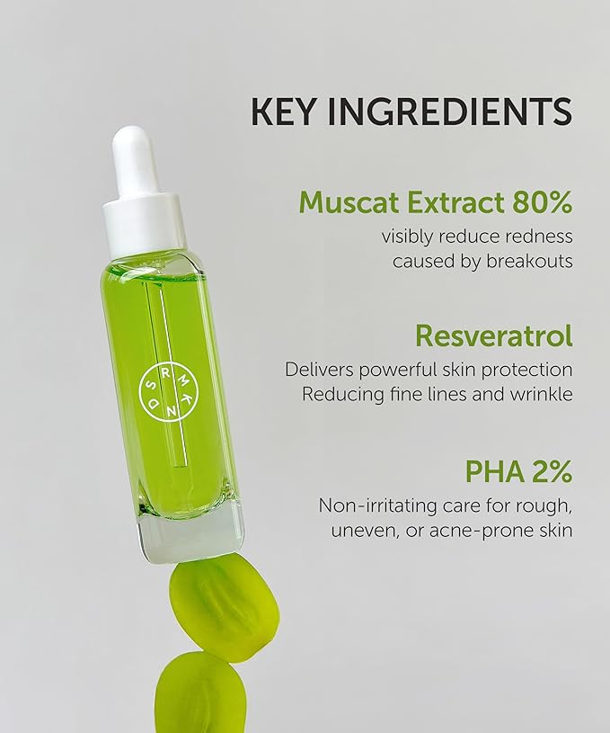SERUMKIND Muscat Discoloration Correcting facial serum - 1fl oz - Blemishes &amp blackhead remover - Vegan Not Tested on Animals - Korean Skin Care - PHA Redness Relief and Exfoliating