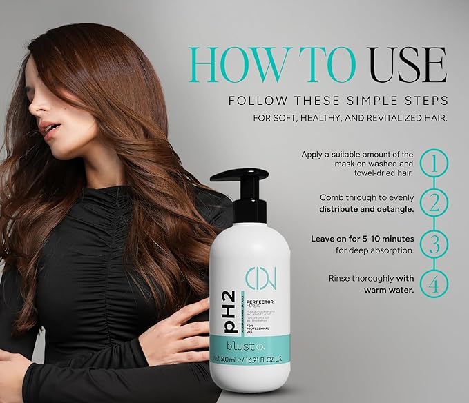 PH2 PERFECT MASK ? Professional Mask for Damaged Hair with Acidic pH 2 ? Hydrating Mask for Dry Hair ? Deep Conditioning Treatment Repair &amp Color Protection ? 500ml