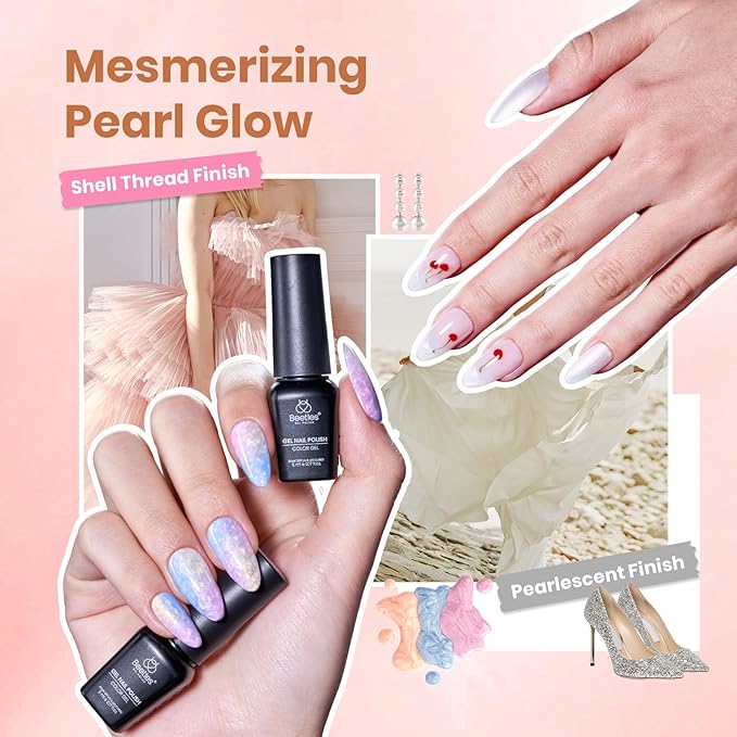 Beetles 100 Colors Gel Nail Polish Set 119 PCS Nail Polish Kit All Season Cat Eye Pink Blue Jelly Glitter Pearl Gel Polish &amp 5Pcs Base Top Coat Soak off UV Manicure Nail Art Home Gifts for Women
