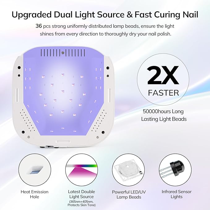Lavinda UV LED Nail Lamp Cordless Nail Lamp 54W Rechargeable Nail Dryer Gel Polish Light with Large LCD Display Professional Gel Curing Lamp with 4 Timer Setting Auto Sensor for Salon and Home