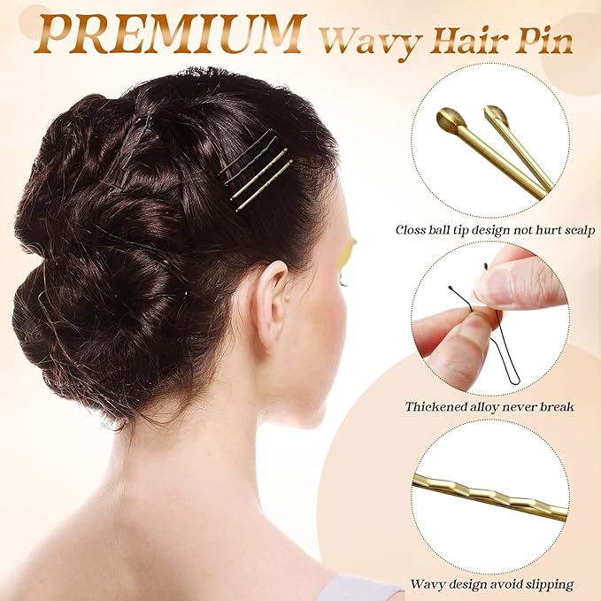 Tigeen 1200 Pcs Bobby Pins Bulk 2 Inch Hair Pins Kit for Women Invisible Wave Clips Pain-free Hairpin with Storage Case for Hairdressing Salon Ballet Studio Haircut All Hair Types(Black Brown Gold)