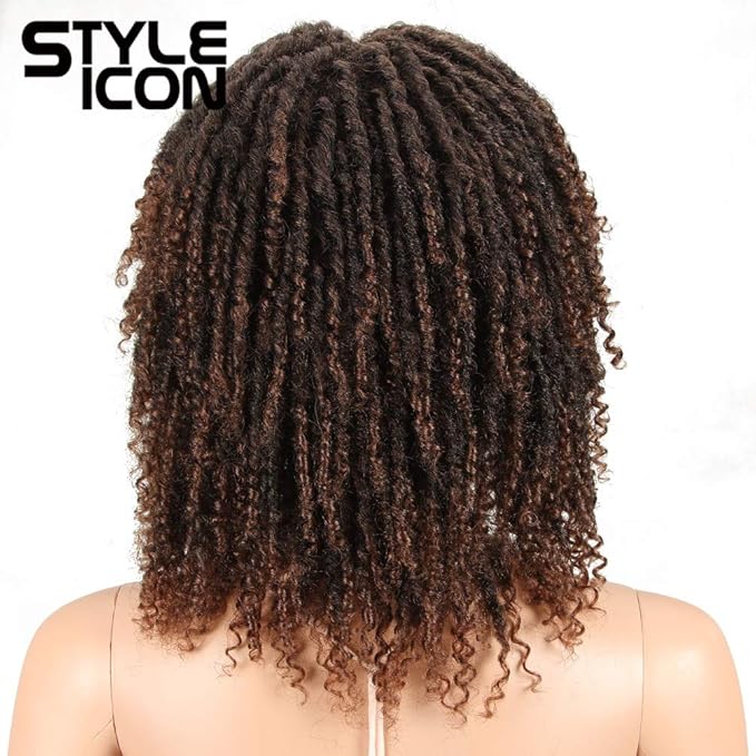 Style Icon 6 Short Dreadlock Wig Twist Wigs for Black Women Short Curly Synthetic Wigs (6 T1B/30)