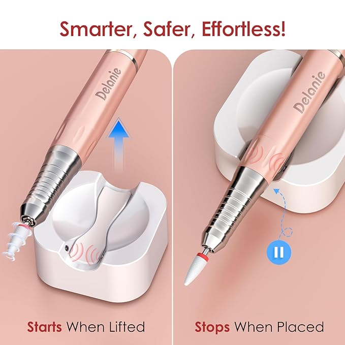 Delanie Brushless Nail Drill 35000 RPM Professional Rechargeable Portable Electric Nail File for Nail Tech Rose Gold