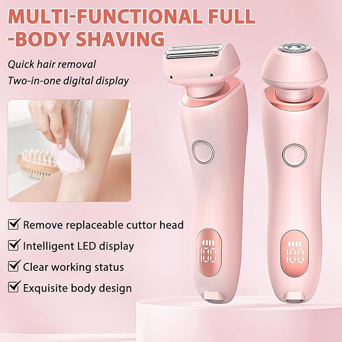 Dusk Razor for Women Silk Glide Pro Shaver Duskofficial Electric Razor for Women 2-in-1 Waterproof Painless Hair Removal Wet &amp Dry Shaver with Removable Head for Leg Arm Underarm Bikini Area (B