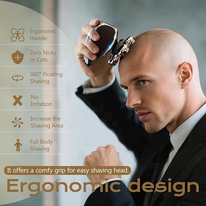 7D Head Shavers for Bald Men Water Proof Electric Razor for Men with LED Display Detachable Wet/Dry Anti-Pinch Head Shavers Shaving Grooming Kit for Balder Perfect for Home &amp Travel