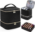 Corduroy Nail Polish Organizer and Nail Lamp Case Nail Kit Organizer Holds 30 Bottles (15ml - 0.5 fl.oz) and a Nail Lamp Nail Polish Carrying Case with Manicure Tools Storage Sections (Black)