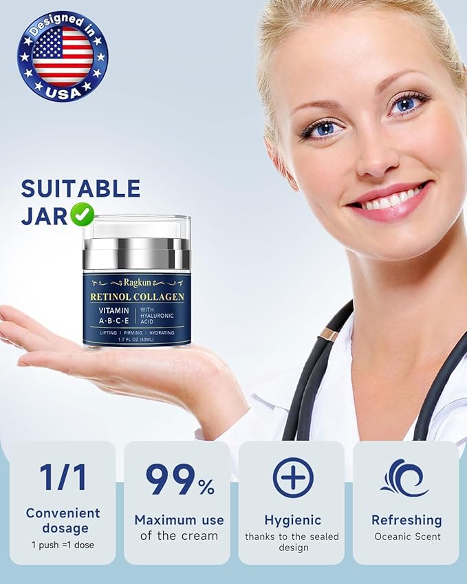 Retinol Cream for Face Collagen Neck Creams for Tightening and Firming Anti Aging Day &amp Night Facial Moisturizer for Women &amp Men Instant Face Lift Wrinkle Cream 1.7 fl. oz with Vitamin C Se