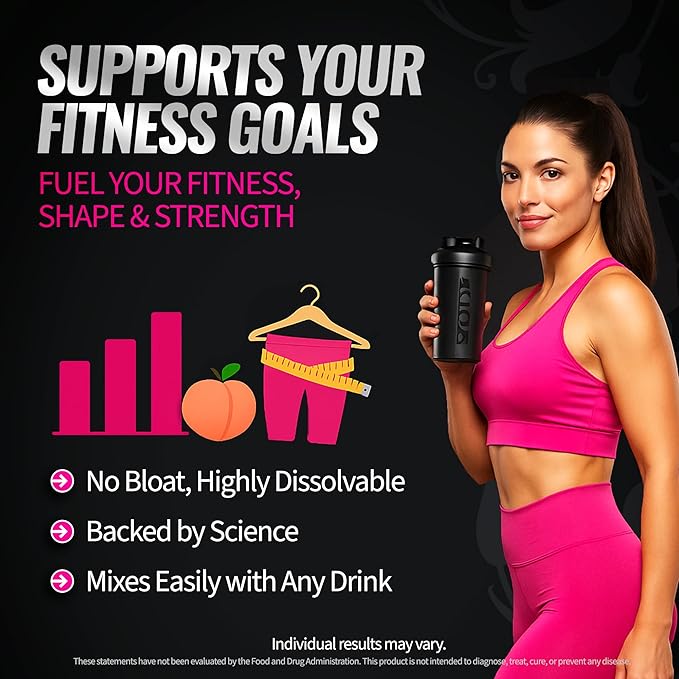 Creatine for Women ? Booty Builder Supplement with Collagen &amp BCAA ? Supports Muscle Development Post-Workout Recovery Skin Elasticity Healthy Hair &amp Nail | Unflavored ? 30 Servings