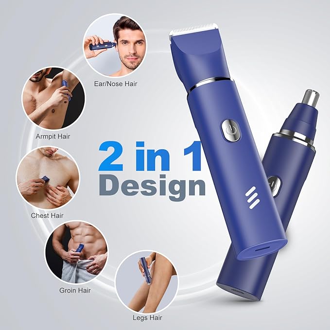Electric Razor for Men: Manscape Body Trimmer for Mens Gifts Electric shavers IPX7 Waterproof USB-RechargeableReplaceable Blade Blue