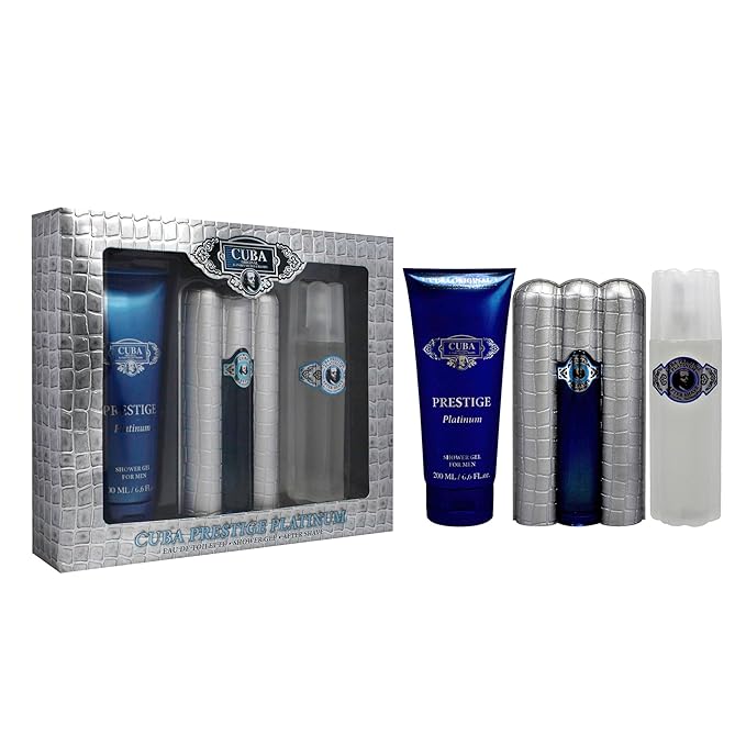 Cuba Prestige Platinum by Cuba for Men - 3 Pc Gift Set 3oz EDT Spray 6.7oz Shower Gel 3.3oz After Shave