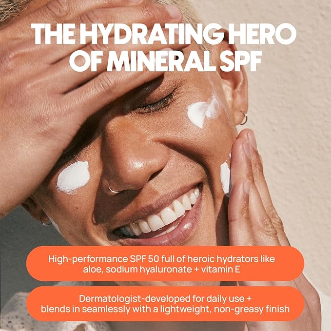 The OG Mineral All-Screen SPF 50 Face + Body Dermatologist Developed Broad Spectrum Sheer Sunscreen - Non-Greasy No Chalky Mess &amp Reef Safe All-Weather Care with Aloe + Vitamins C+E - 5 Oz