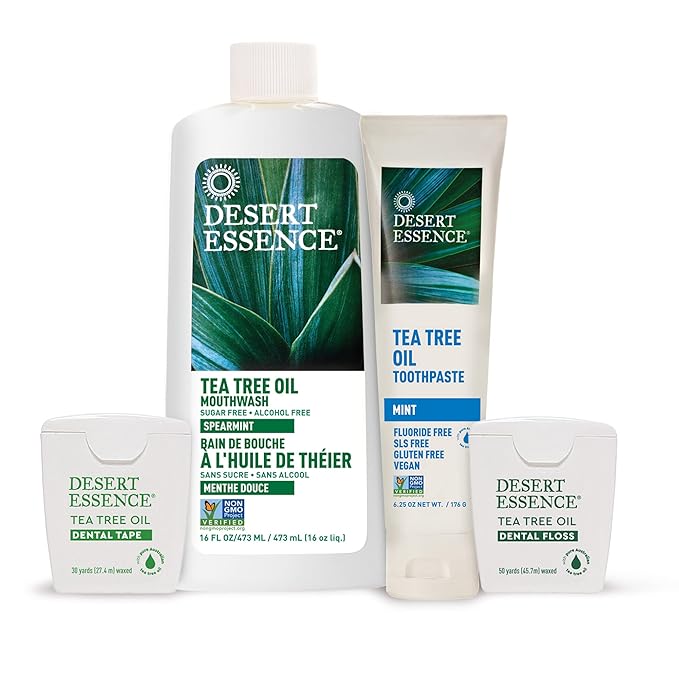 Desert Essence Tea Tree Oil Toothpaste - Mint - 18.75 Oz (6.25 Oz * Pack of 3) - Refreshing Taste - Deep Cleans Teeth &amp Gums - Helps Fight Plaque - Sea Salt - Pure Essential Oil - Baking Soda