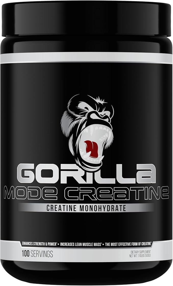 Gorilla Mind Creatine Monohydrate Micronized Powder Improved Muscle Size Power Output and Strength 5 Grams per Serving 100 Servings