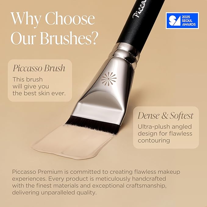 Korean Piccasso Brush FB11 Spatula Brush ? Professional Foundation Brush for Liquid Makeup Flat and Soft Bristles for Seamless Application Ideal for Liquid Foundation and Cream Face Makeup