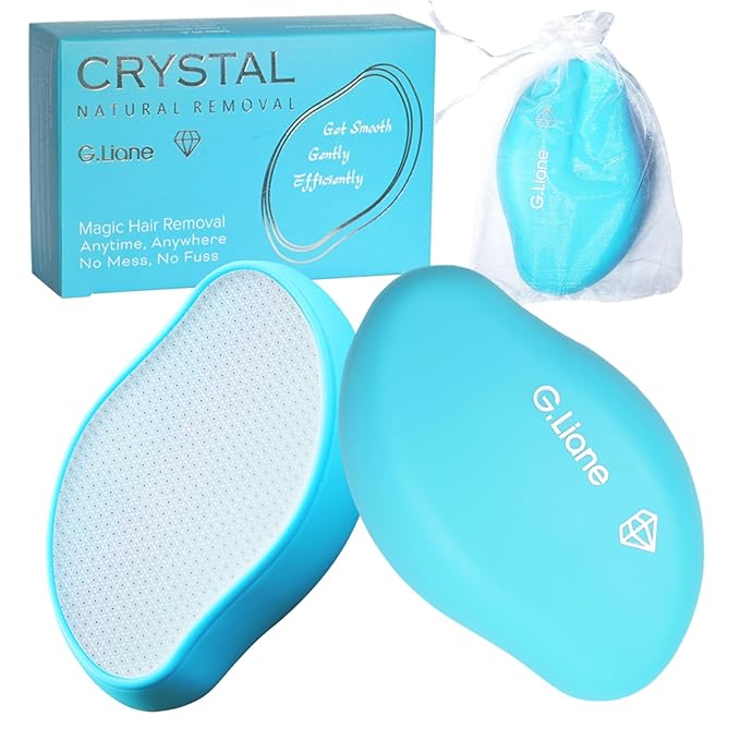 Premium Crystal Hair EraserPainless Exfoliation Hair Removal EpilatorNano Glass Hair Remover for WomenNatural Gentle and Efficient Shaver Trimmer on Leg Arm(Ocean Blue)