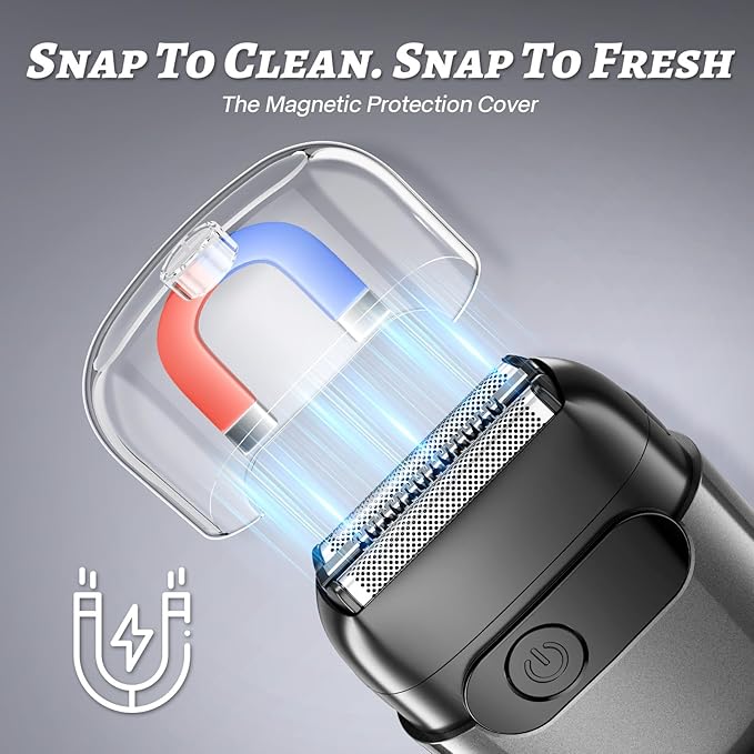 Electric Foil Shaver for Men :3D Floating Blades LED Display USB-C Fast Charge IPX8 Waterproof - Perfect for Travel &amp Smooth Shaving at Home Gray