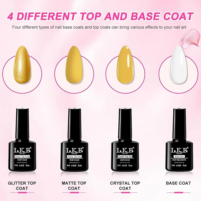 LKEE Gel Nail Polish Kit with U V Light 108W 65 Pcs Gel Nail Polish Set All Season Gels Nail Kit Essential Manicure Tools for DIY Nails Art Gifts for Women (D3-36SET-SKU3-012001)