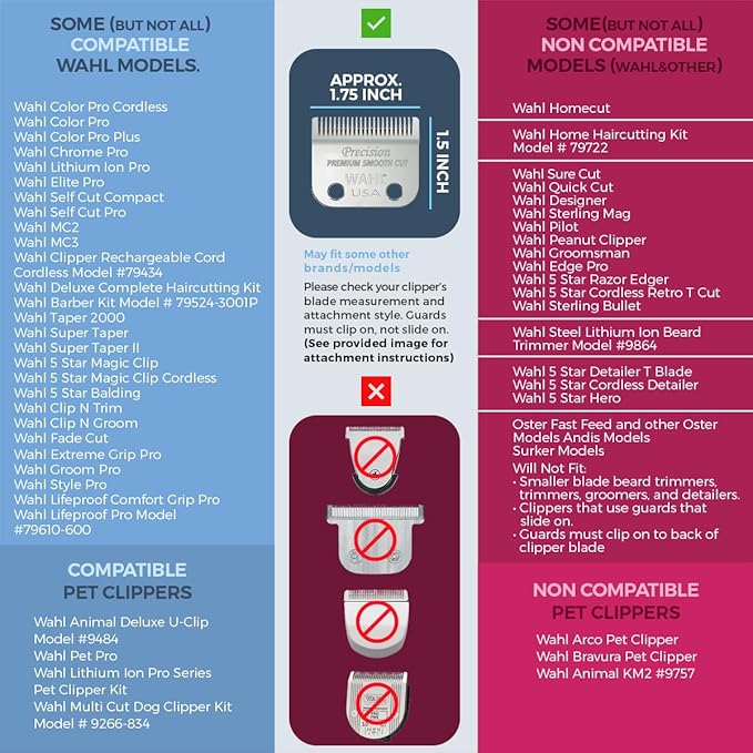 Premium XL Clipper Guards for Most Wahl Clippers Extra Long and Sturdy #20 18 16 14 12 10 (2.5 inch 2.25 2 1.75 1.5 1.25) Large Clipper Guide Comb Set