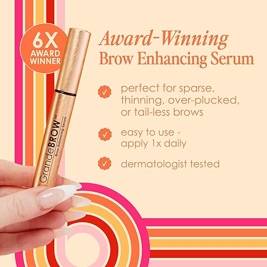 Grande Cosmetics GrandeBROW Brow Enhancing Serum For Fuller Bolder Looking Eyebrows - Brow Serum With Vitamins Peptides Antioxidants Amino Acids Cruelty-Free