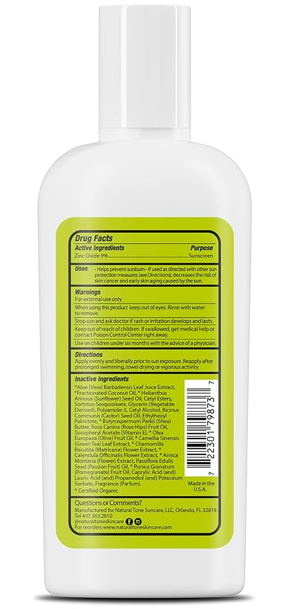SPF15 Broad Spectrum Natural Sunscreen Soothing &amp Hydrating Sunscreen Lotion Plant-Based Sun Block Water-Resistant Sun Screen Protector for Face and Body 4oz - Natural Tone Organic Skincare