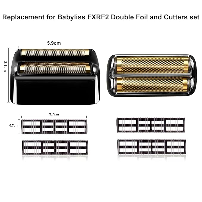 Professional Replacement Foil and Cutters for BaBylissPRO Barberology Double Foil Shaver Compatible with BaBylissPRO Barberology FXFS2 Shaver (3 black)