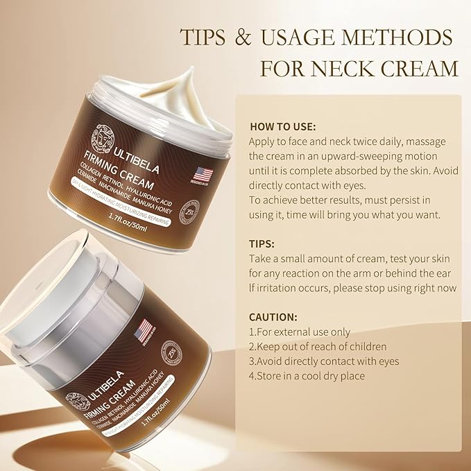 Tighten and Lift Neck Cream Deep Hydration Neck Firming Cream with Retinol Collagen &amp Honey Anti-Aging &amp Wrinkle Moisturizer for Face Neck &amp D?collet? Women &amp Men 1.7 Fl Oz