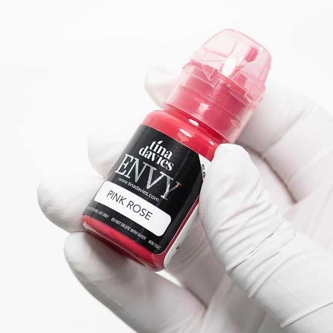 Tina Davies Professional Envy &amp Lust Lip Pigments - Permanent Lip Makeup - Colors Heal True to Tone - High Retention - Envy Pink Rose 1/2oz/15ml Bottle