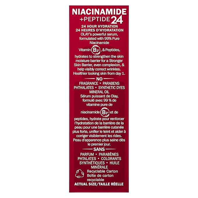 Olay Niacinamide + Peptide 24 Anti-Wrinkle Serum Fragrance-Free 1.3oz FL