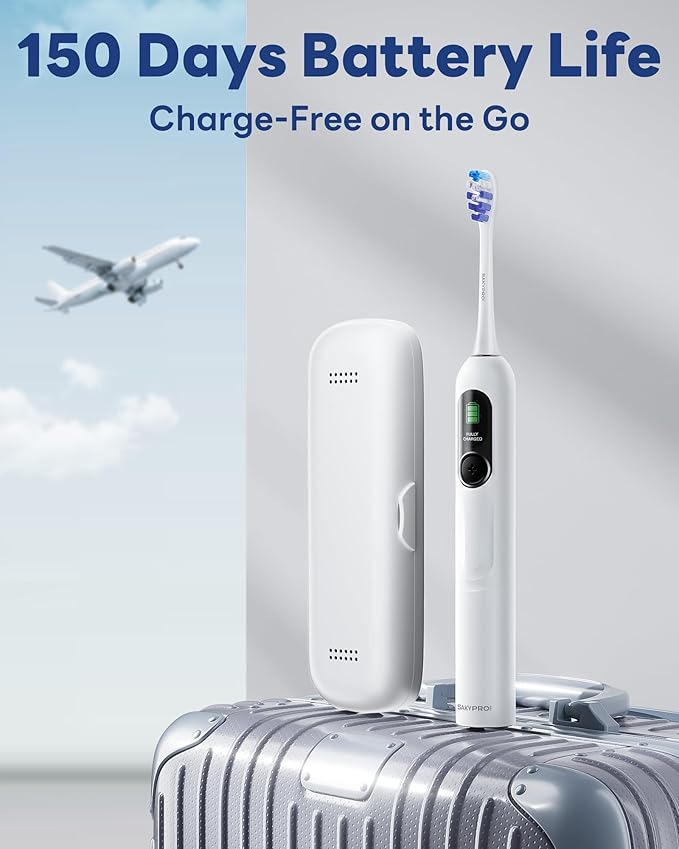 Electric Toothbrush with AI Smart Screen for Adults Kids | 150-Day Battery Real-Time Brushing Map | Whitening Mode 3-Min Timer Travel Case | Family Sonic Electric Tooth Brush (G5S White)