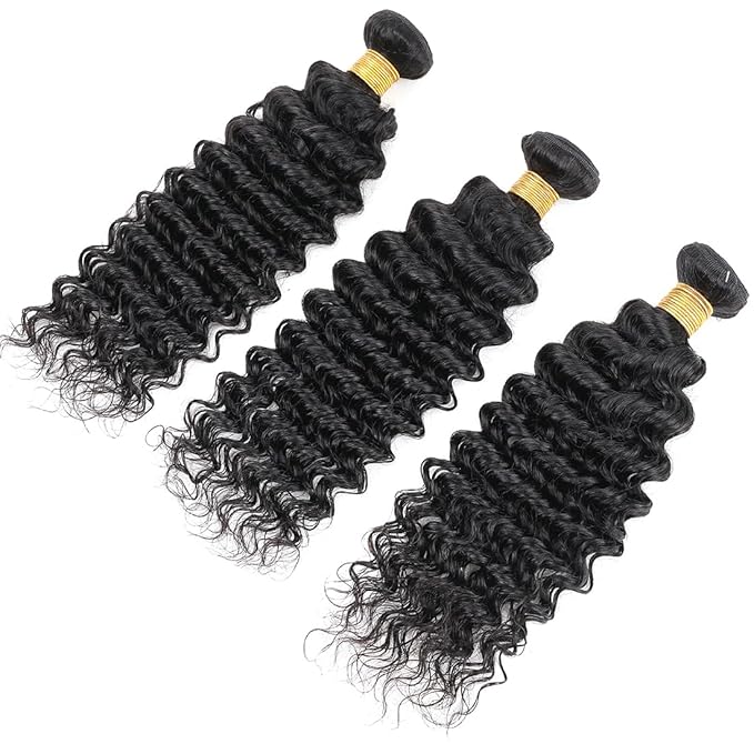 Human Hair Bundles BrazilianDeep Wave One Bundle 14inch 100% Unprocessed Virgin Human Hair Deep Wave Quick Weaves Raw Bundles Deals Natural Black
