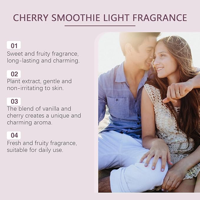 Cherry Vanilla Charm Rollerball Perfume - Natural Light Scent Portable &amp Exquisite Fragrance For Dates Long-lasting All-day Charming Scent(2PCS)
