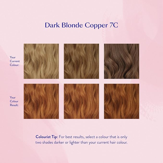 eSalon Permanent Hair Color &amp Hair Dye Complete Kit - Personal Colorist Kit for Up To 100% Gray Coverage for All Hair Types - Professional-Grade Ammonia-Free Hair Dye (Dark Blonde Copper 7C)