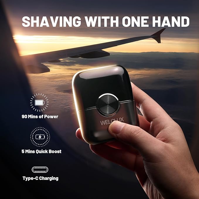 Electric Foil Shavers for Men: Mini Electric Razor with 4 Floating Blades &amp Big LED Display - Foil Shaver for Men with 2 Gears Adjustable - Face Shaver with IPX7 WaterproofUSB Type C