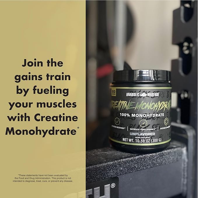 Anabolic Warfare Creatine Monohydrate Post Workout Recovery Increase Performance Sustain Loading Premium Creatine* (60 servings)