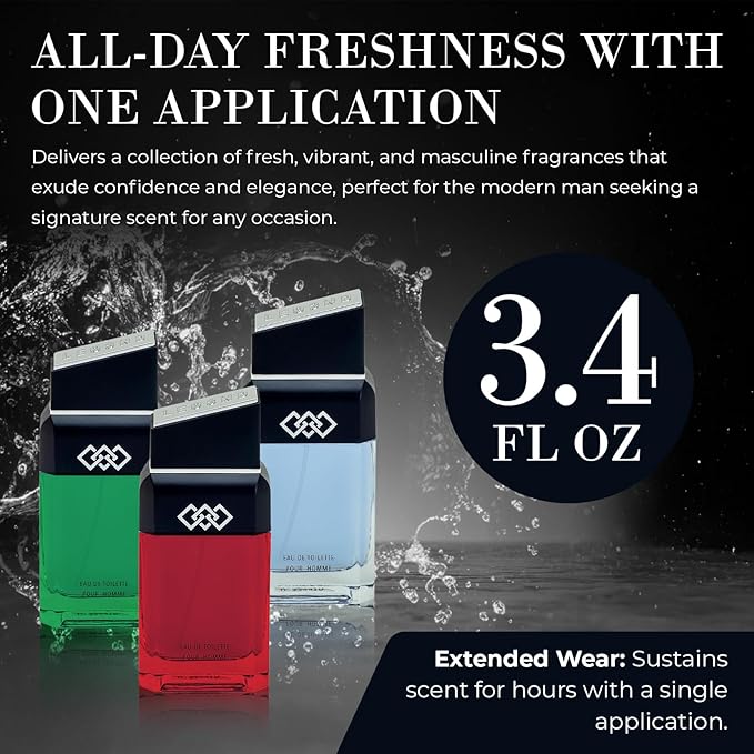LEG3ND Pour Homme Set of 3 Cologne Spray - 0.5/15ml Eau de Parfum Spray Long-Lasting Scent with Elegant &amp Sleek Glass Bottle - Fragrances for Men Gift Set with Luxurious Fresh &amp Musculine Note