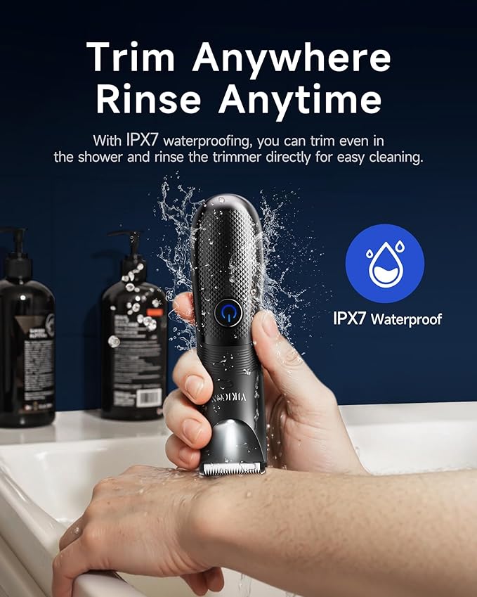 Manscape Trimmer for Men - No Nicks Electric Razor-Shaver for Balls/Pubic/Groin/Legs/Chest Hair Removal w/Light &amp Ceramic Blade IPX7 Waterproof Body Groomer USB-C Charging Gifts for Him Dad