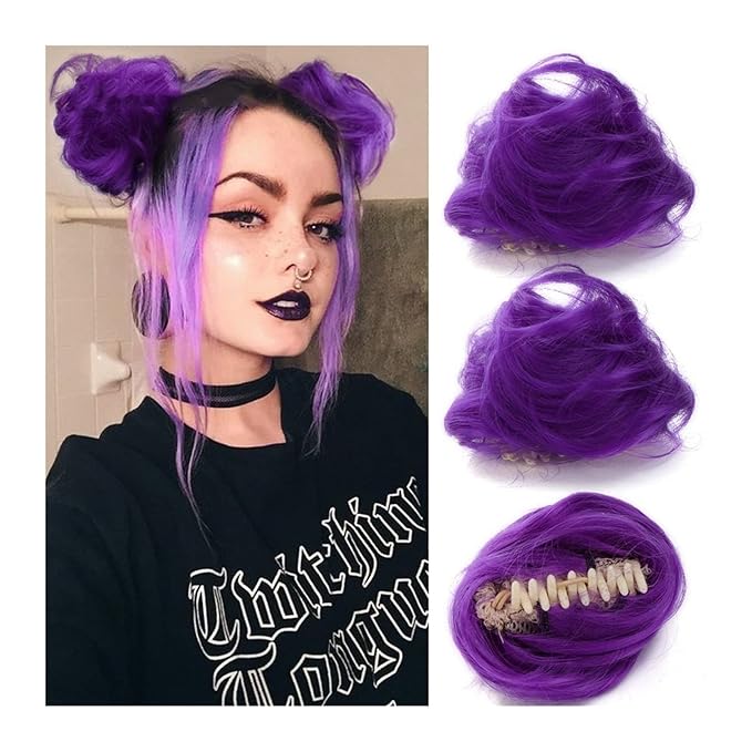 Hair Buns Hair Piece 2 Pack Cat Ears Hair Bun Synthetic Donut Bun Claw Clip Messy Bun Ponytail Hair Extension Wig Women Hair Accessories Hair Accessories For Girls (Color : B)