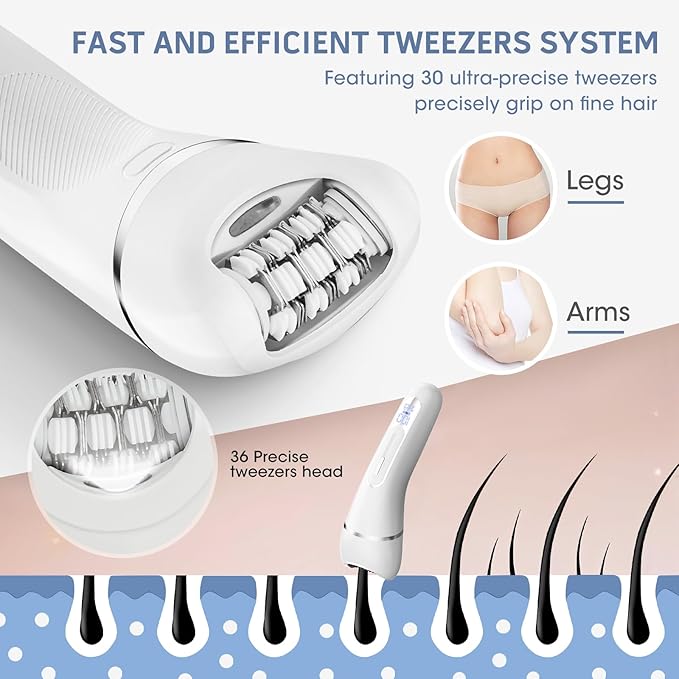 Electric Shavers for Women 7 in 1 Hair Removal Kit with Epilator Bikini Trimmer Face Razor Body Brush Face Massager Foot Callus Remover IPX7 Waterproof Lady Razors Set for Legs Armpit Bikini Pubic