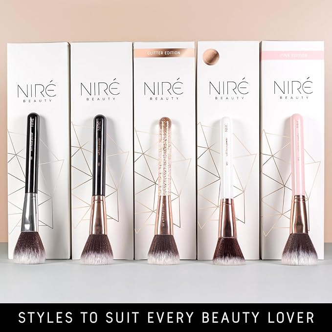 Nir? Beauty White 15piece Award Winning Professional Makeup Brush Set: Vegan Makeup Brushes with Case Makeup Sponge Cleaner Guide Gift Box