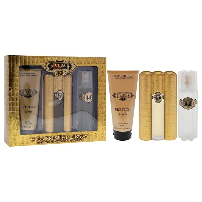 Cuba Prestige Legacy for Men - 3 Pc Gift Set 3oz EDT Spray 6.6oz Shower Gel 3.3oz After Shave