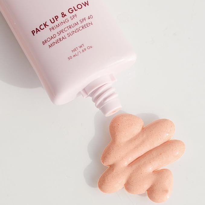 Wander Beauty Pack Up &amp Glow Primer with SPF 40 - 100% Mineral Sunscreen with Non-Nano Zinc Oxide + Titanium Dioxide - 4-in-1 Universal Tinted Sunscreen - Protect Prevent Perfect &amp Prime - 1