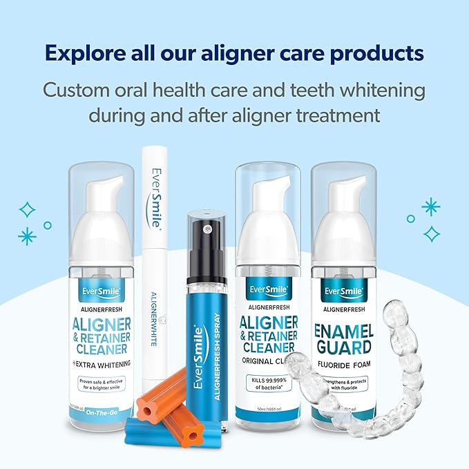 EverSmile AlignerFresh Original Clean Foam ? Cleaner Compatible w/Invisalign and All Clear Aligners &amp Retainers ? Eliminates Bacteria Whitens Teeth Fights Bad Breath ? 50ml (2 Pack)