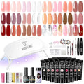 ROSALIND Poly Nail Gel Kit -20 Colors + 76 Nail Art Accessories kit Clear Nude Poly Nails Gel Starter Kit With Slip Solution Pro Nude Pink Nail Extensions with Mini UV Lamp