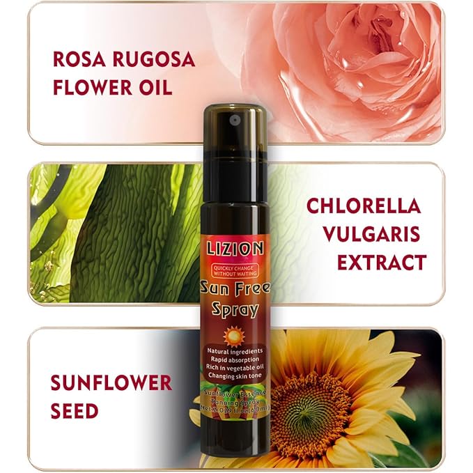 Sun Free Spray Self Tanning Set Natural Sunflower Essence Add olive sweet almond rose oil with Application Mitt Suitable For All Skin Types Waterproof sweat proof- 2.0 fl oz by one