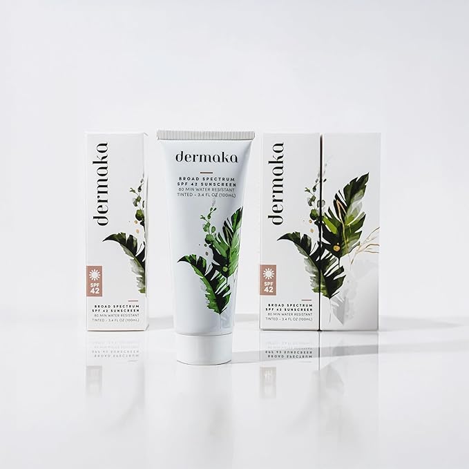 Dermaka Sunscreen SPF 42 for Face &amp Body ? 2-in-1 Lightly Tinted Mineral Sunscreen with Zinc Oxide &amp Titanium Dioxide ? Skin Soothing Water-Resistant 80 Min 3.4 oz