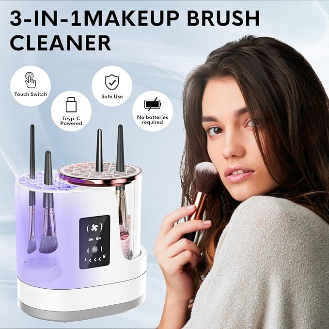 3 IN 1 Electric Makeup Brush CleanerAutomatic Makeup Brush Cleaner with Makeup Brush DryerPortable USB Deep Cleaning for All Size Beauty Makeup Brush SetBlush BrushSponges
